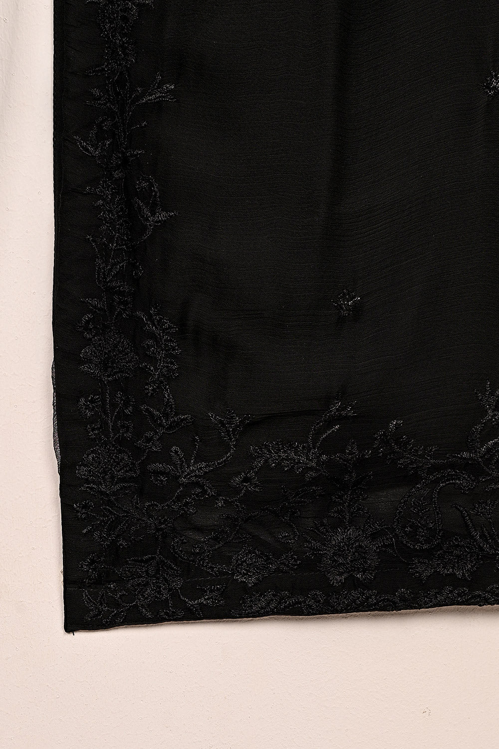 RTW-217-Black -  3Pc Ready to Wear Embroidered Chiffon Dress