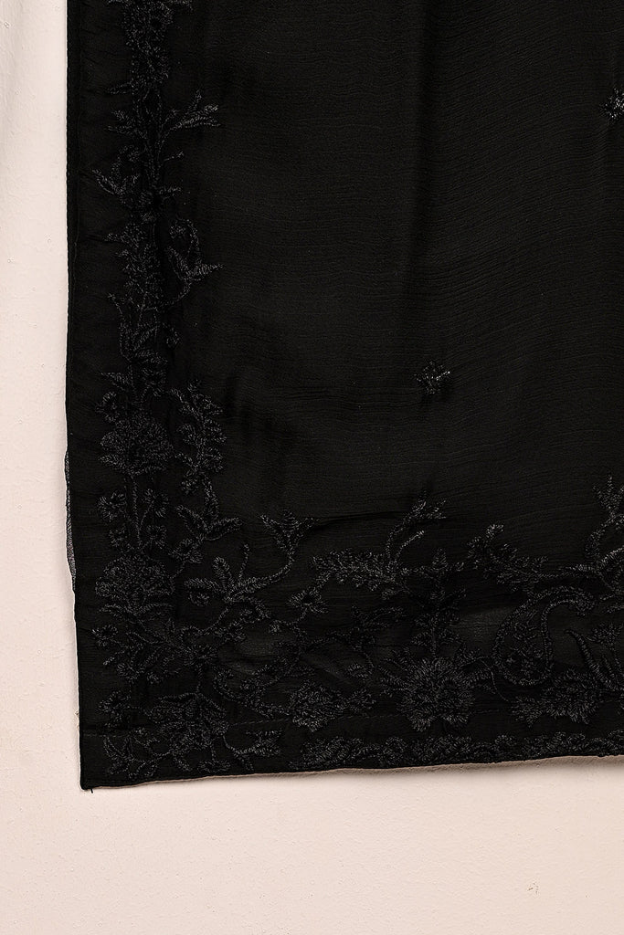 RTW-217-Black -  3Pc Ready to Wear Embroidered Chiffon Dress