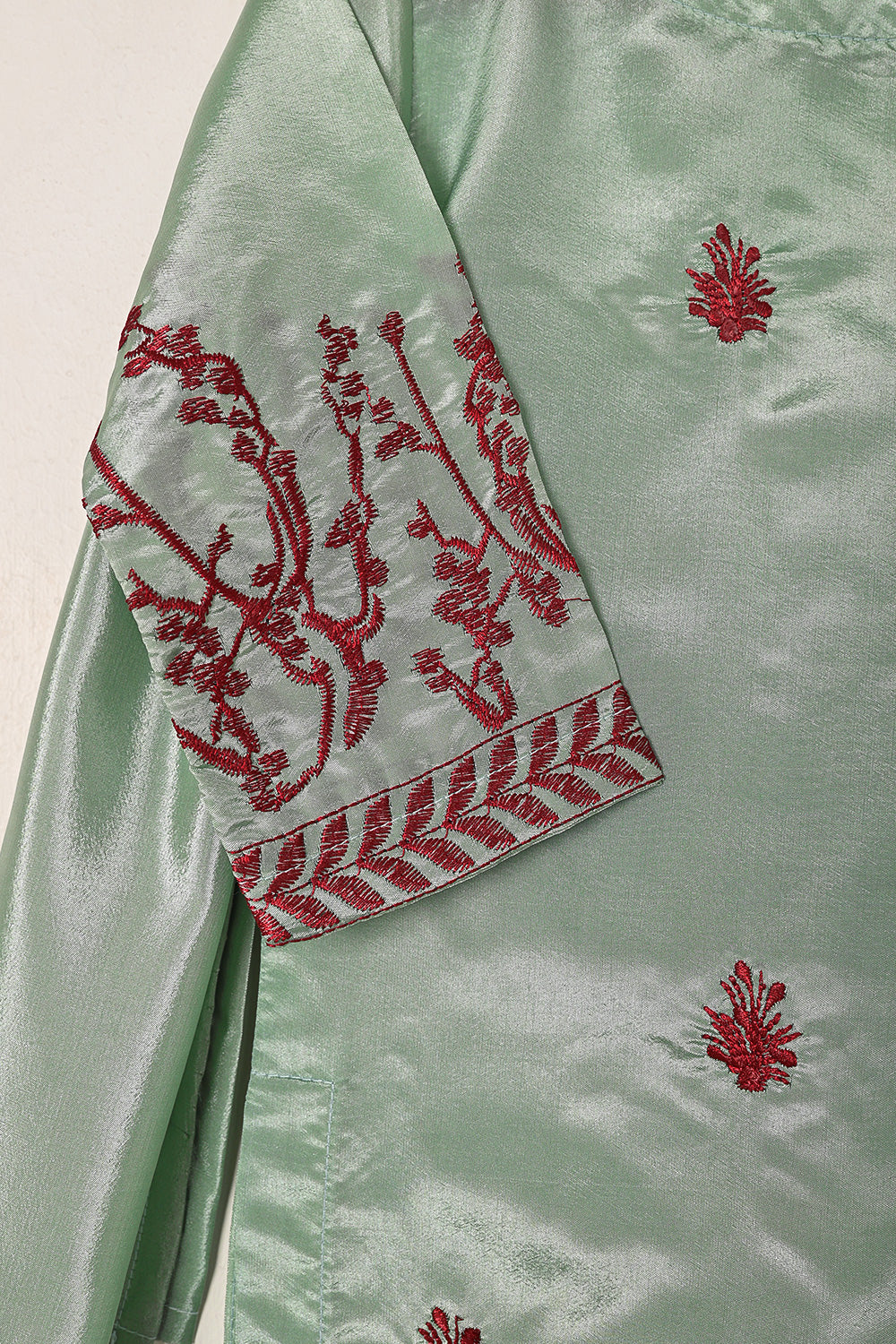 TKF-271-Sea Green - Kids 3Pc Ready to Wear Silk Embroidered Dress