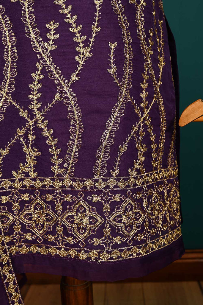 RTW-145-Purple - 3Pc Stitched Organza Dress