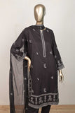3SP-19B-GreyishPurple - 3PC COTTON EMBROIDERED Dress With Chiffon Embroidered Dupatta
