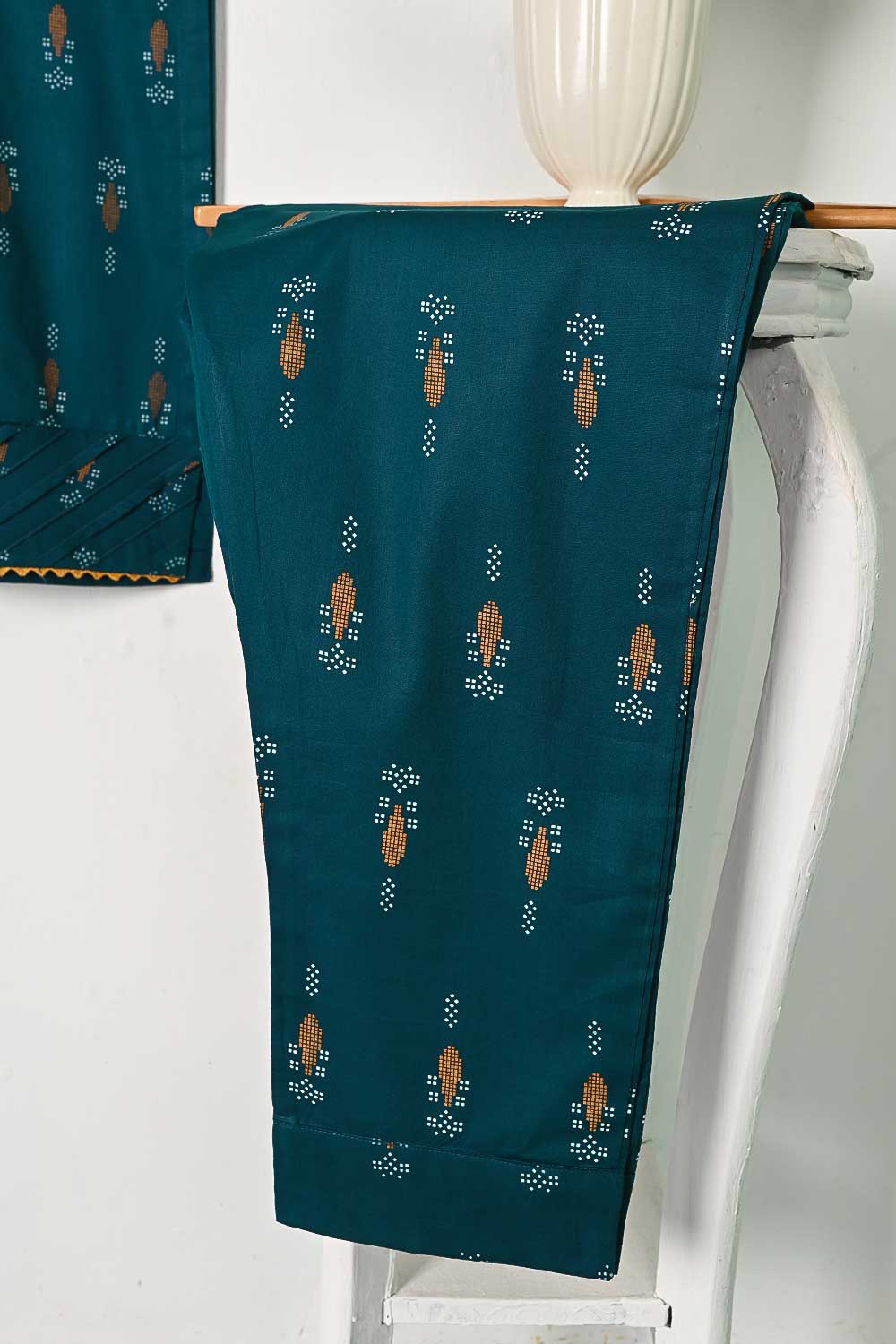 CPTP-11B-Turquoise - 2Pc Ready to Wear Cotton Printed Co-Ord Dress