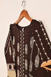 STP-195A-Brown  - 2PC READY TO WEAR EMBROIDERED CAMBRIC DRESS