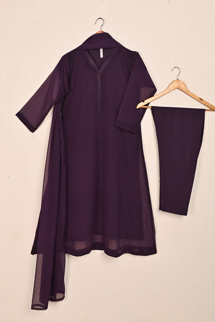 RTW-118-Purple -  3Pc Stitched Chiffon Shirt