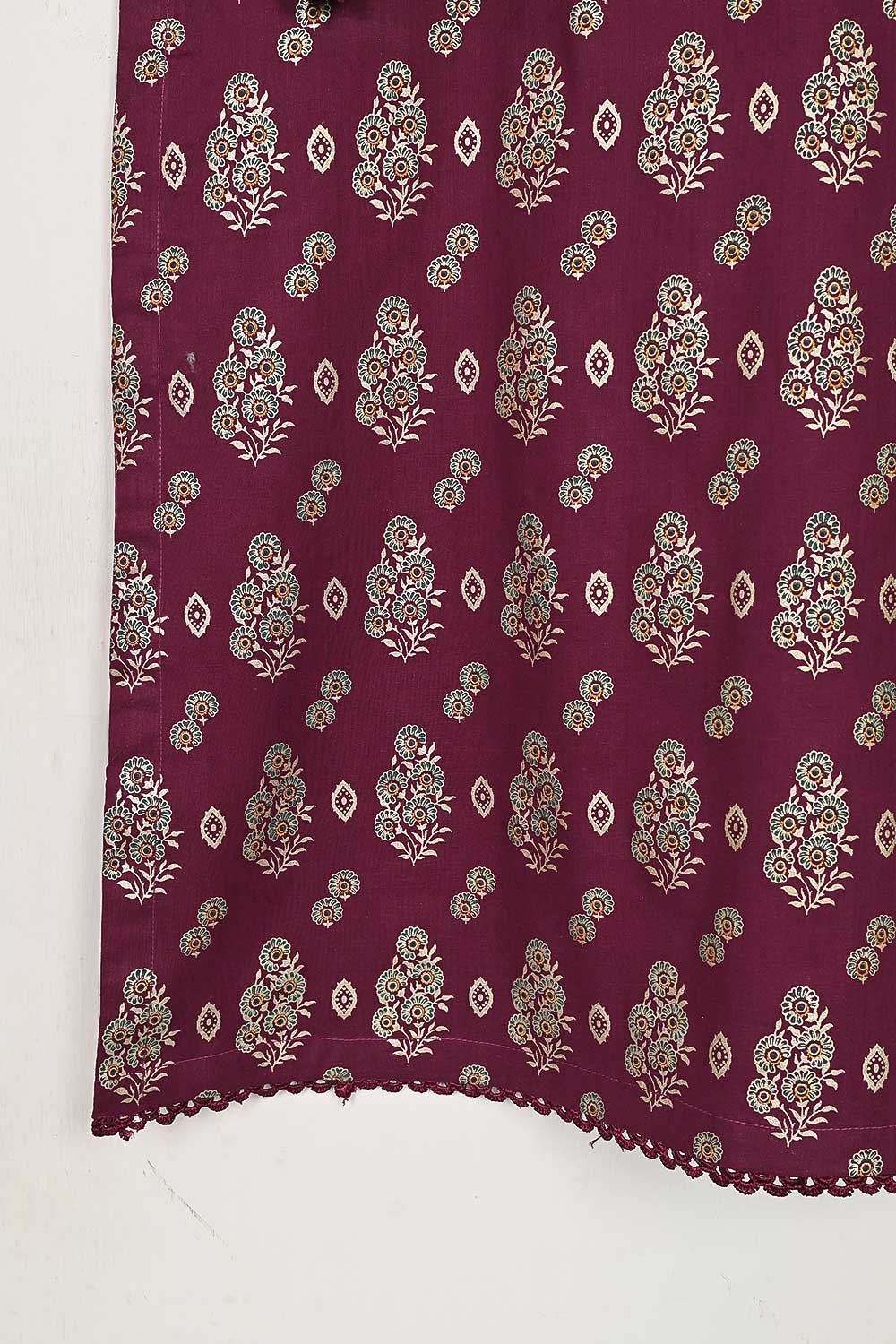 CPTP-14B-Maroon - 2Pc Ready to Wear Cotton Printed Co-Ord Dress