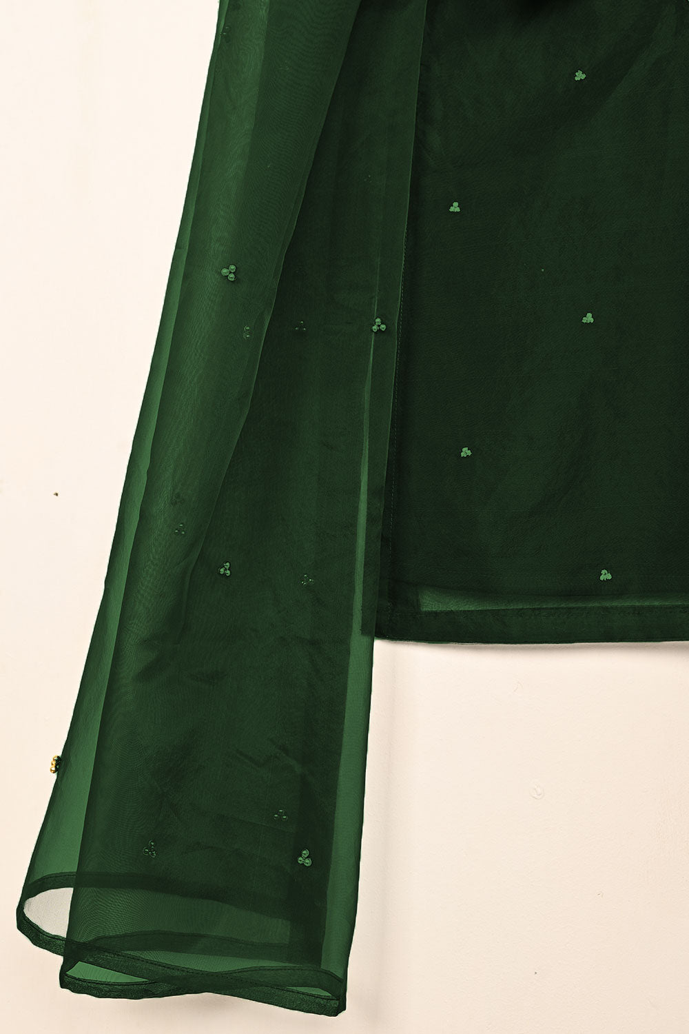 RTW-262-Bottle Green - 3Pc Ready to Wear Embroidered Premium Adda Work Organza Dress