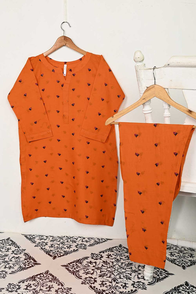 STP-143A-Orange - 2PC COTTON EMBROIDERED STITCHED