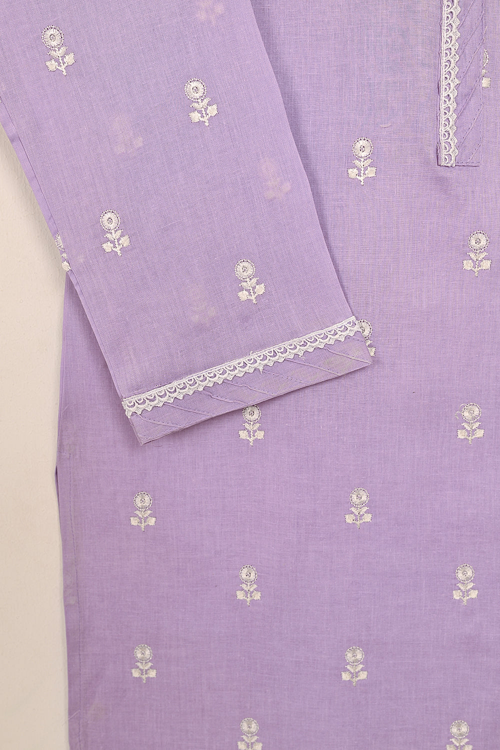 STP-194A-Purple - 2PC READY TO WEAR  EMBROIDERED COTTON DRESS
