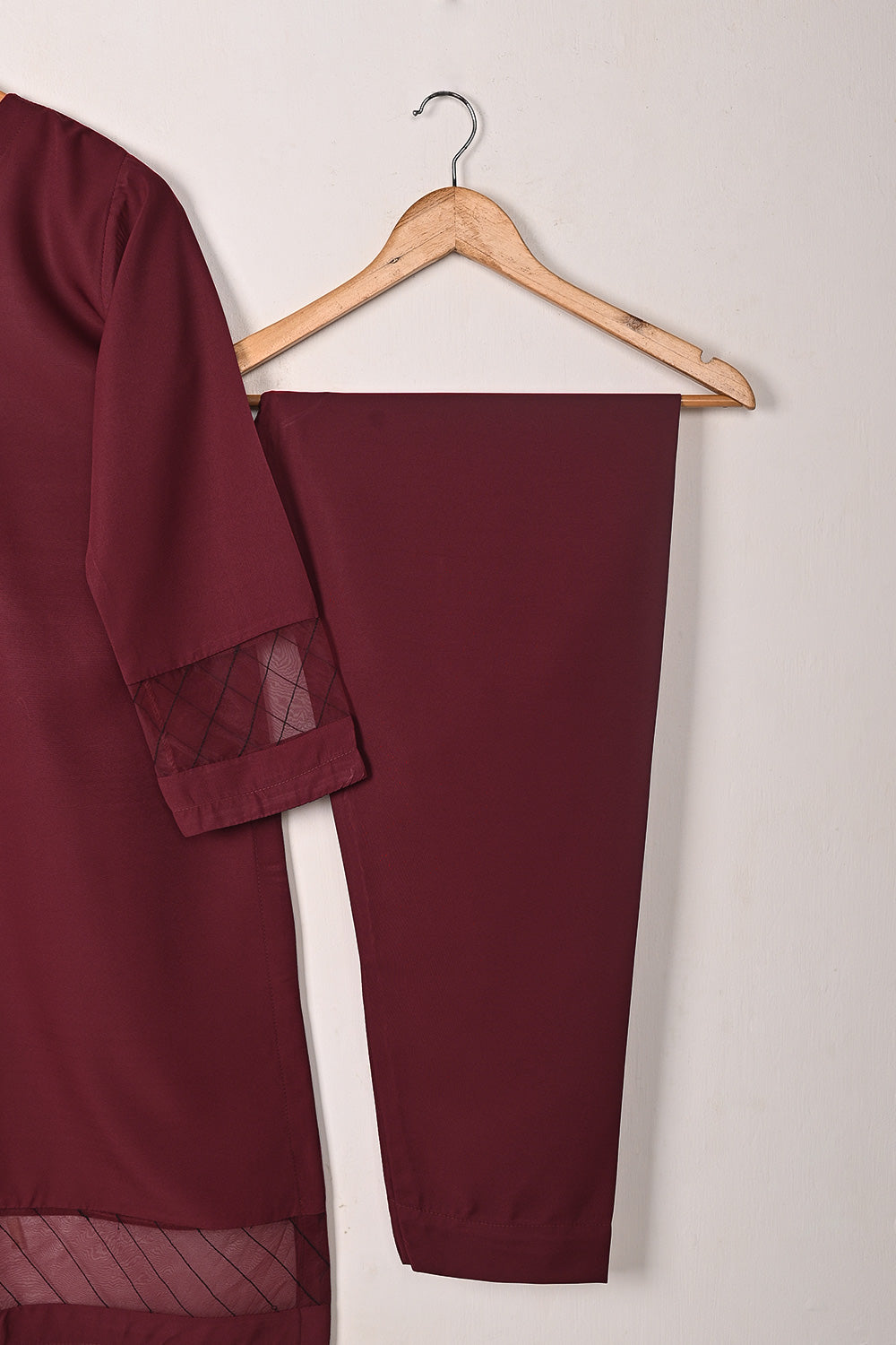 STP-254A-Maroon  - 2Pc Ready to Wear Malai Solid Dress