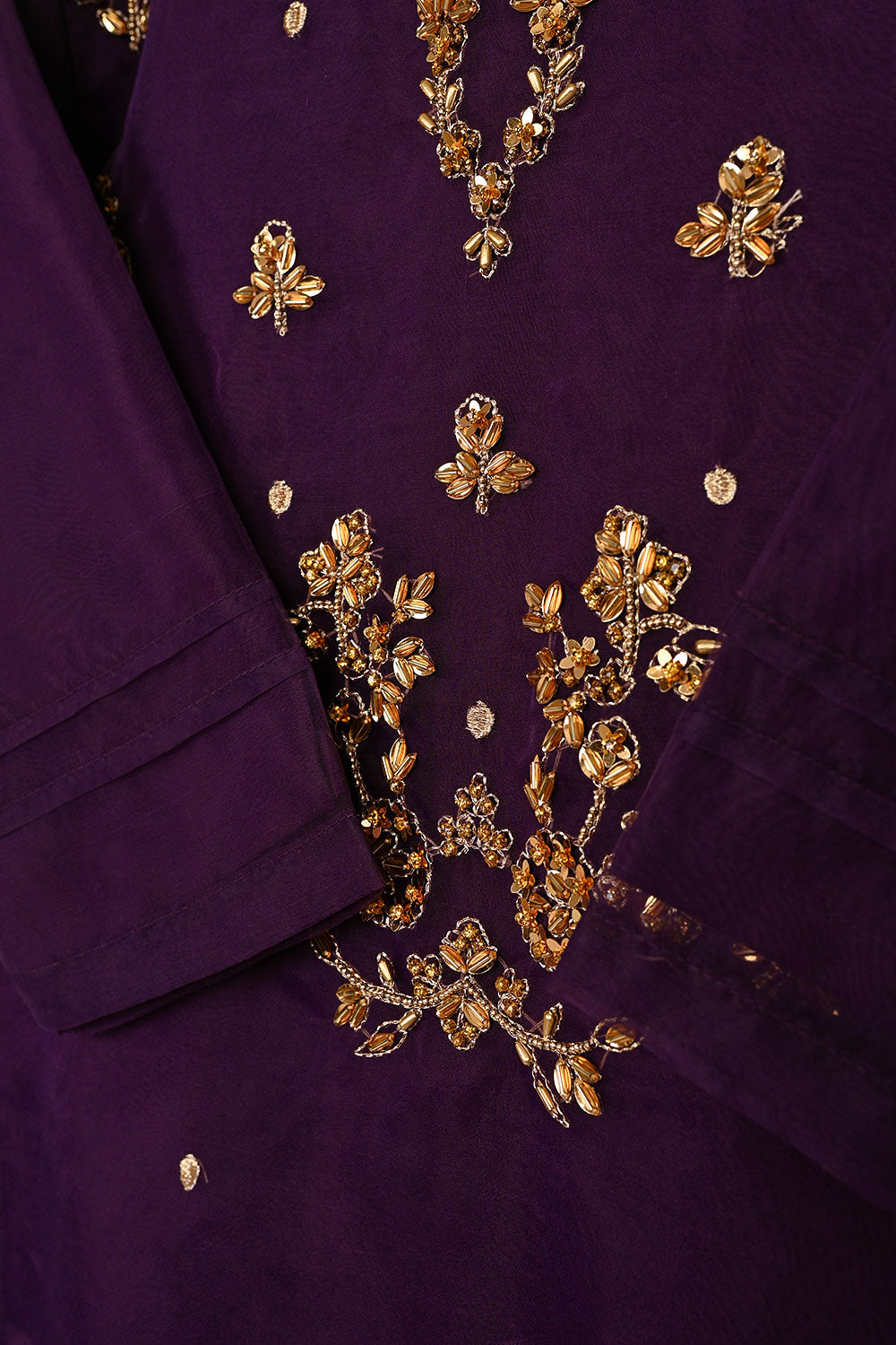 RTW-272-Purple- 3Pc Ready to Wear Embroidered Premium Adda Work Organza Dress