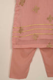 TKF-115- Peach - Kids 3Pc Chiffon Embroidered Dress