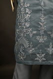 RTW-165-GreyishBlue - 3Pc Stitched Organza Embroidered Dress