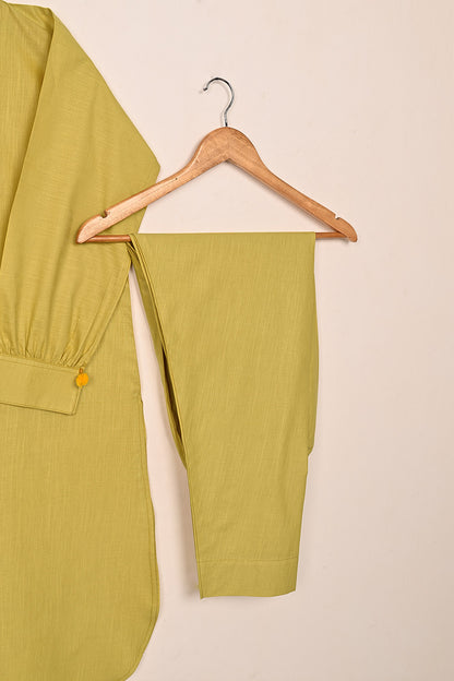 STP-200B-Yellow- 2Pc Ready to Wear Cotton Slub Dress