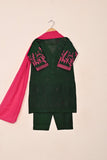 TKF-210-Green - Kids 3Pc Ready to Wear Embroidered Khaddi Fabric Dress