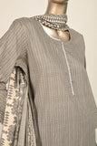 3SP-23- Gray- 3Pc Printed Lawn Stitched Dress