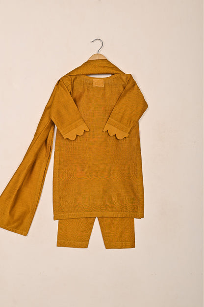 TKF-234-Mustard - Kids 3Pc Ready to Wear Khaddi Dress