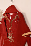 RTW-222-Red - 3Pc Ready to Wear Embroidered Premium Adda Work Organza Dress