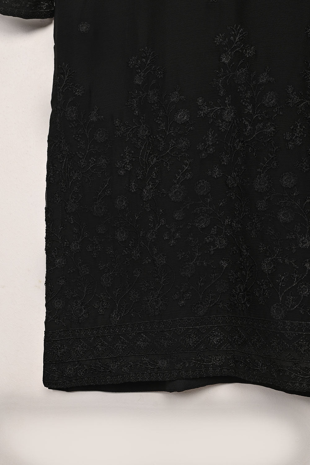 RTW-278-Black -  3Pc Ready to Wear Embroidered Chiffon Dress