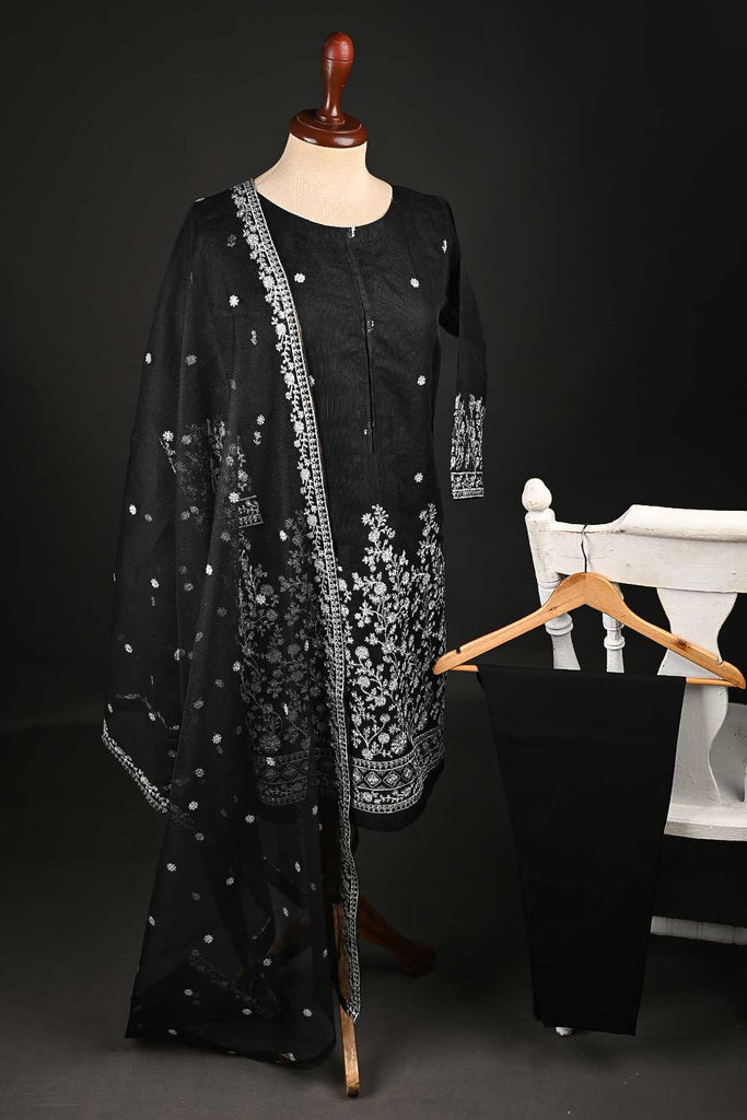RTW-133-Black - 3Pc Stitched Khaadi Net Dress