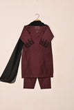 TKF-208-Maroon - Kids 3Pc Ready to Wear Embroidered Khaddi Fabric Dress