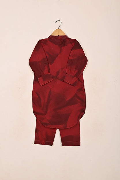 TKF-194-Red - Kids 2Pc Spray Contoured Co-Ord Dress