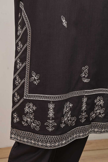 3SP-19B-GreyishPurple - 3PC COTTON EMBROIDERED Dress With Chiffon Embroidered Dupatta