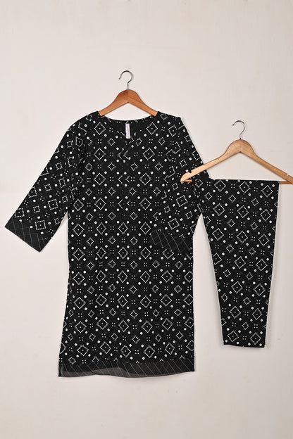 STP-219A-Black - 2Pc Ready to Wear Malai Printed Dress