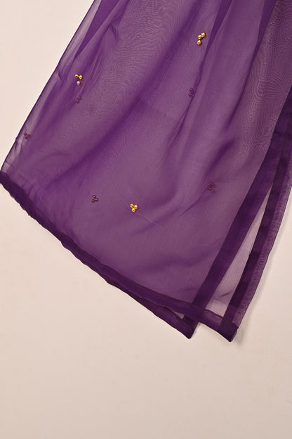 RTW-224-Purple - 3Pc Ready to Wear Embroidered Premium Adda Work Organza Dress