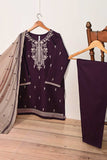 3SP-16A-Purple - 3PC COTTON EMBROIDERED Dress With Chiffon Embroidered Dupatta