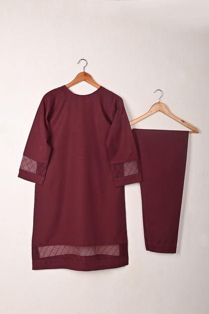 STP-254A-Maroon  - 2Pc Ready to Wear Malai Solid Dress