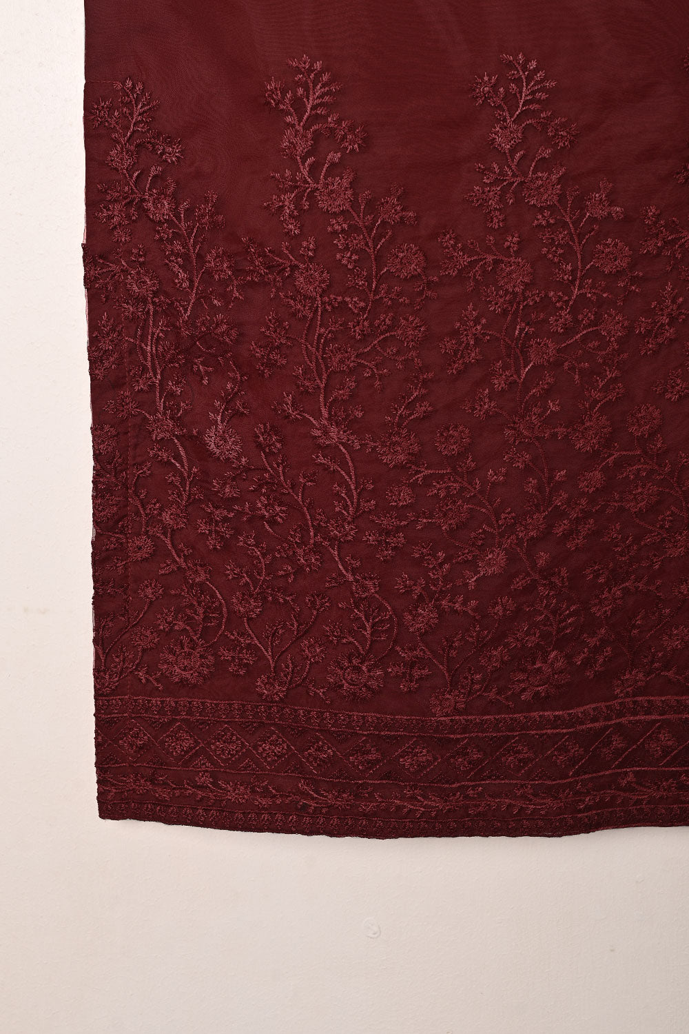 RTW-315-Maroon -  3Pc Ready to Wear Embroidered Organza Dress