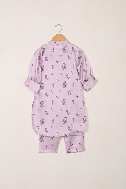 TKF-263-Purple - Kids 2Pc Digital Silk Co-Ord Set