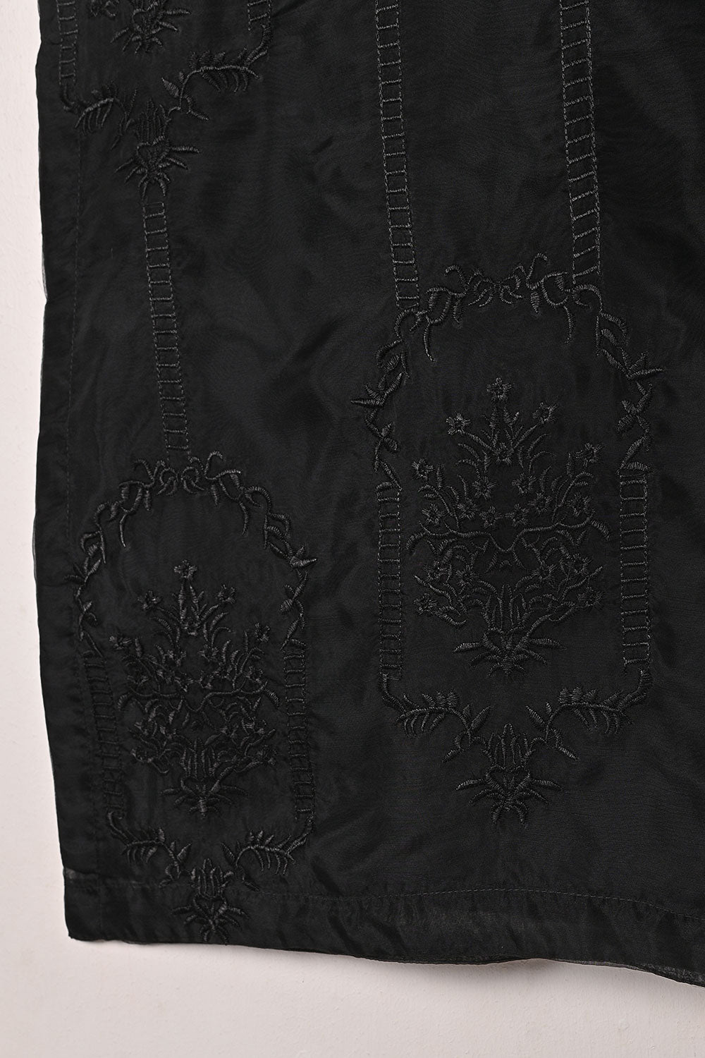 RTW-321-Black -  3Pc Ready to Wear Embroidered Organza Dress