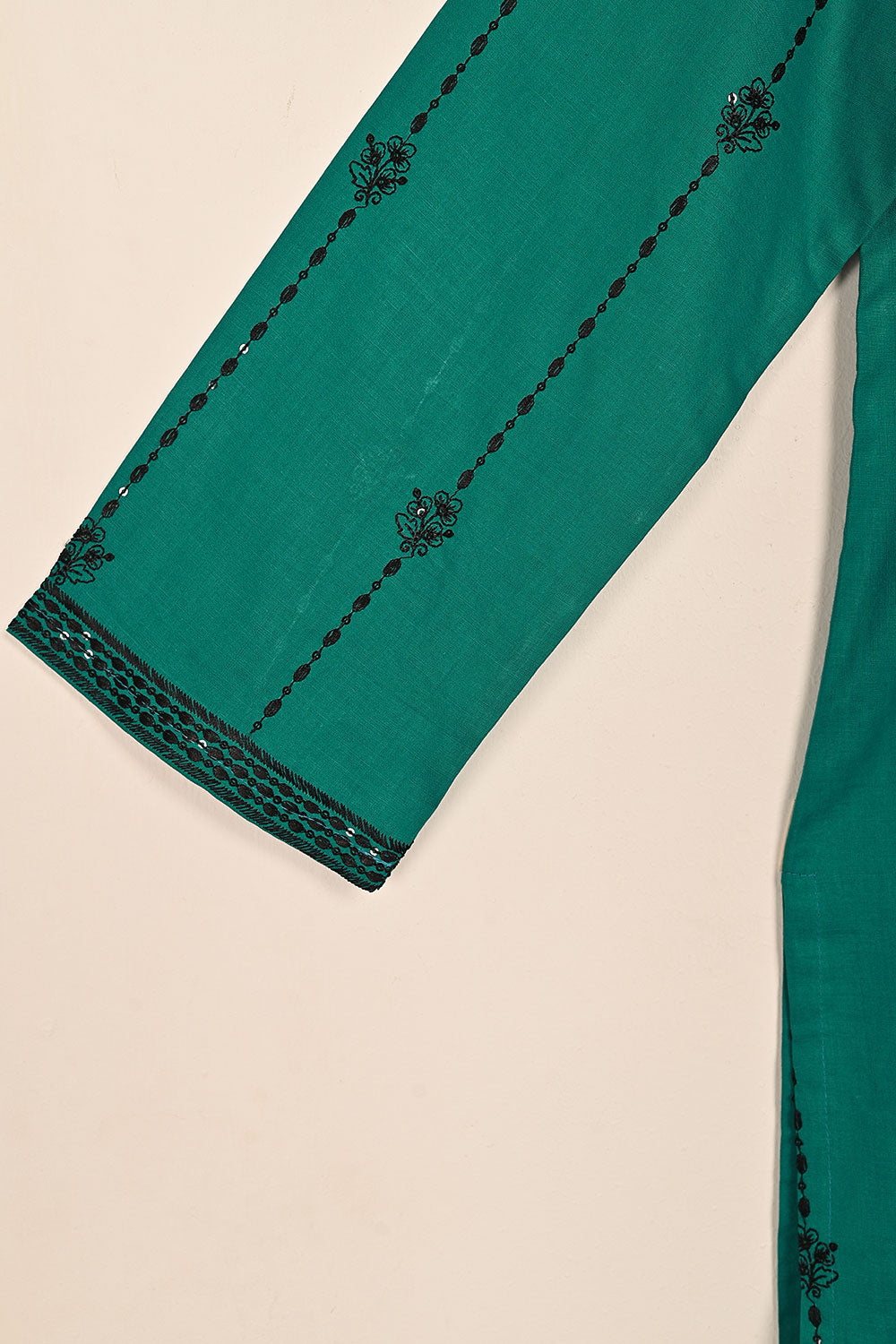 3SP-20B-Green - 3PC COTTON EMBROIDERED Dress With Chiffon Embroidered Dupatta