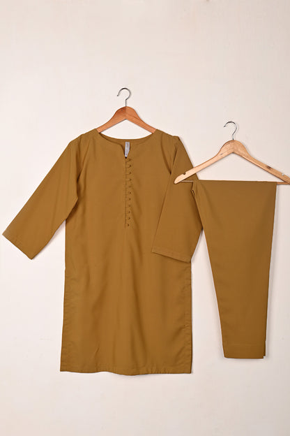 STP-235C-Mustard - 2Pc Ready to Wear Malai Solid Dress