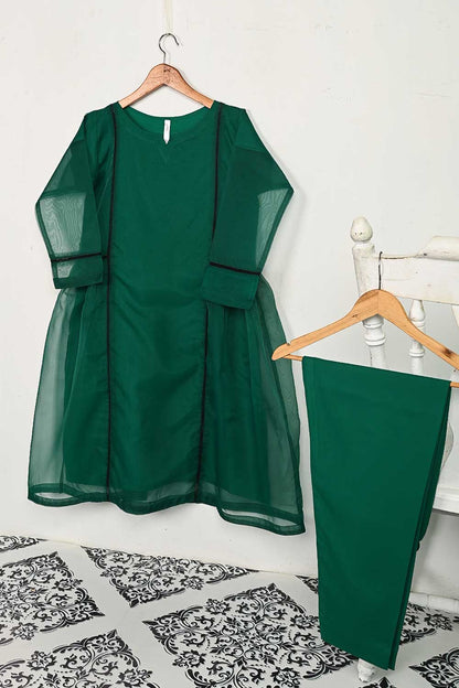 STP-145B-Green - 2Pc Organza Frock With Malai Trouser