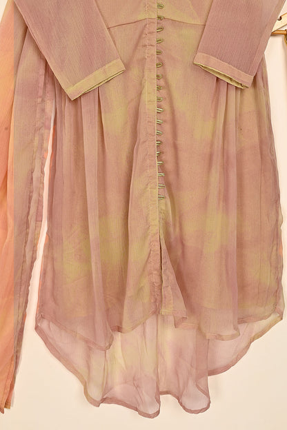 RTW-179-Peach -  3Pc Stitched Chiffon Frock