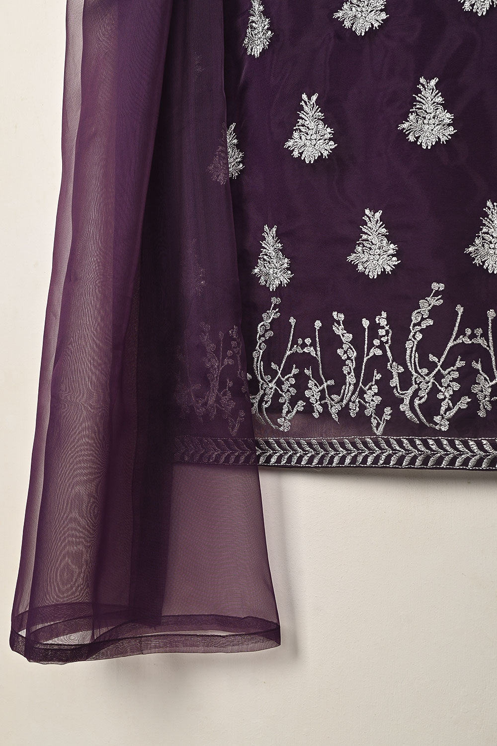 RTW-325-Purple -  3Pc Ready to Wear Embroidered Organza Dress