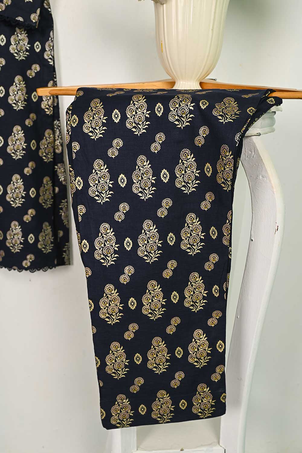 CPTP-14A-NavyBlue - 2Pc Ready to Wear Cotton Printed Co-Ord Dress