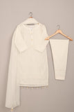 RTW-252-Off White - 3Pc Ready to Wear 3Pc Javeria Net Embroidered  Dress