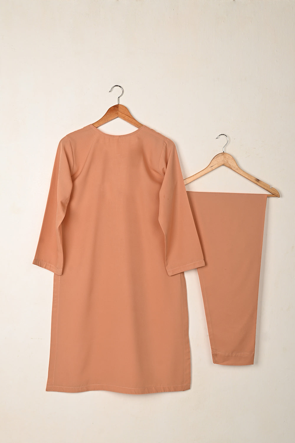 STP-259A-Peach - 2Pc Ready to Wear Malai Solid Dress