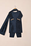 TKF-215-Navy Blue - Kids 3Pc Ready to Wear Silk Formal Dress