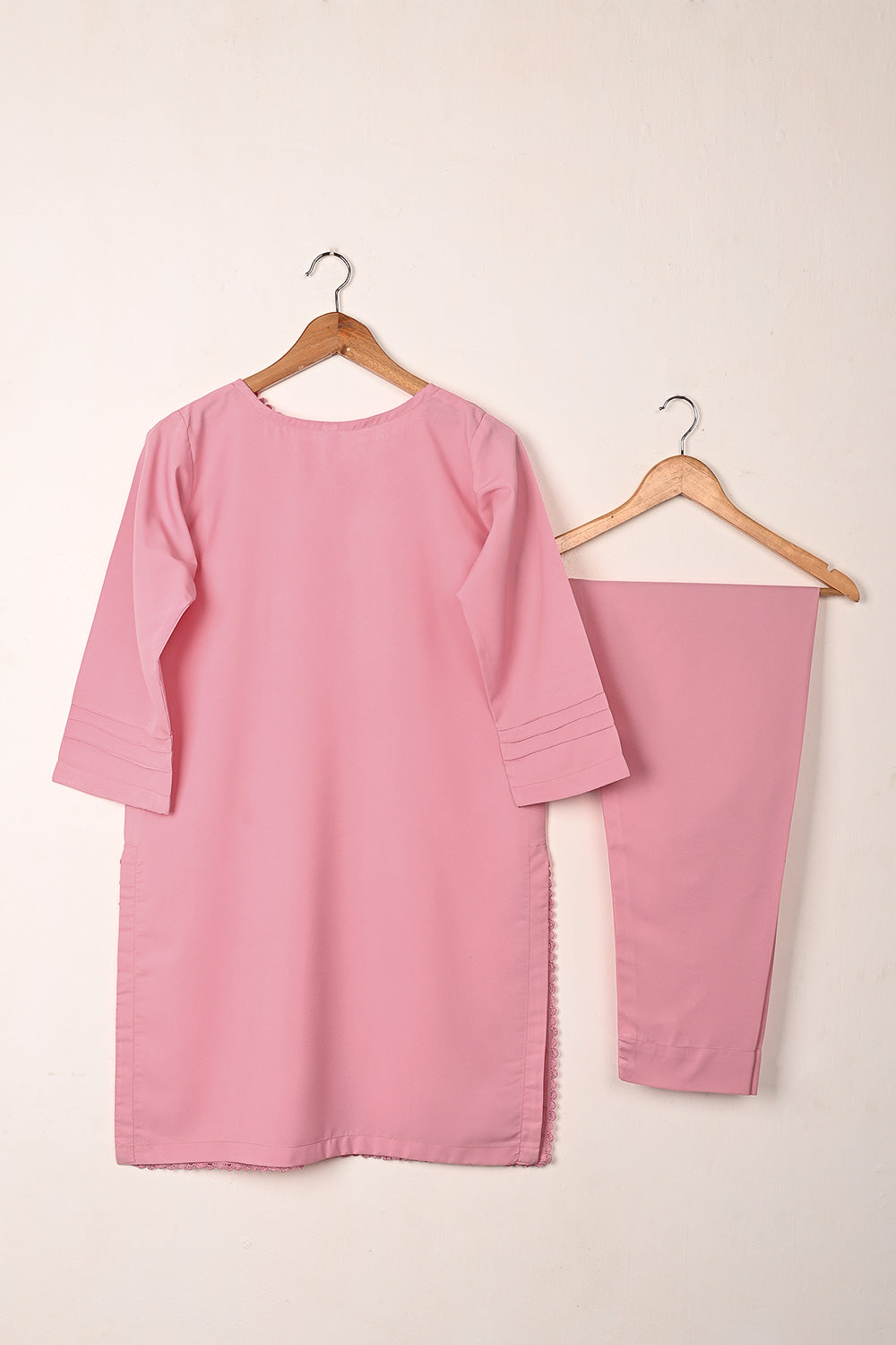 STP-251B-Pink - 2Pc Ready to Wear Malai Solid Dress