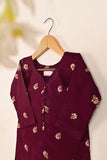 TKF-151-Maroon - Kids 2Pc Embroidered Cambric Dress