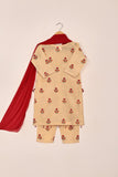TKF-204-Skin - Kids 3Pc Ready to Wear Paper Cotton Slub Printed Dress