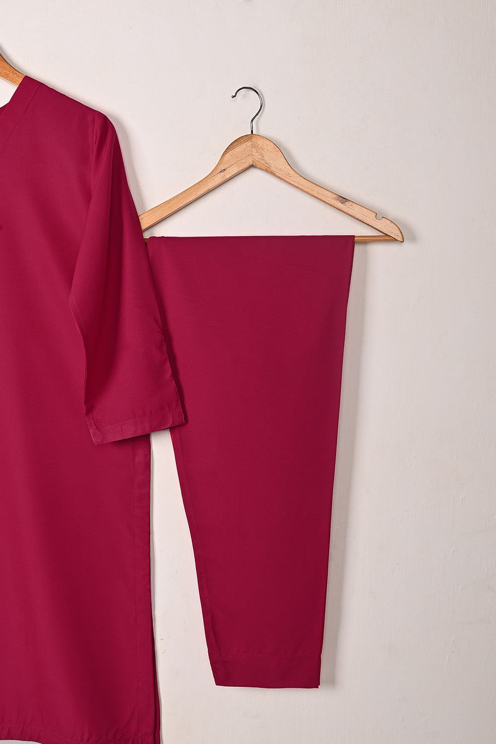 STP-255A-Fuchsia  - 2Pc Ready to Wear Malai Solid Dress