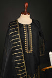 RTW-126-Black - 3Pc Stitched Organza Dress