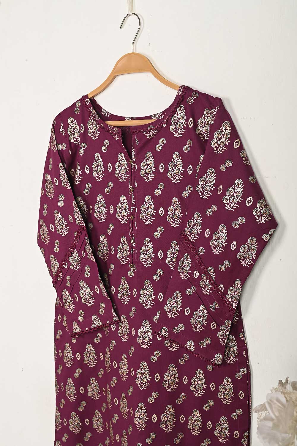 CPTP-14B-Maroon - 2Pc Ready to Wear Cotton Printed Co-Ord Dress