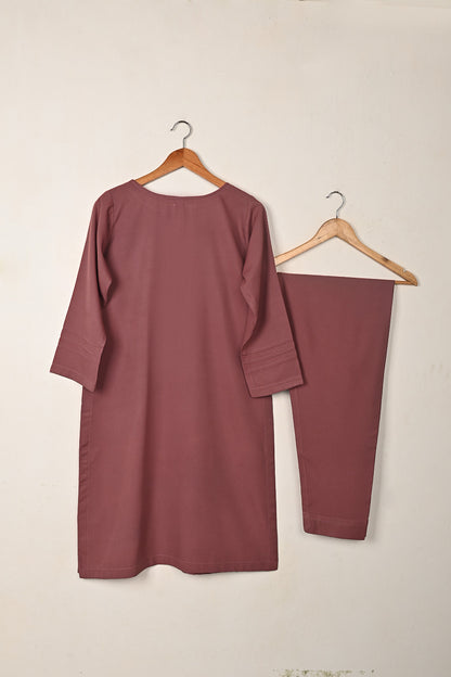 STP-261D-Plum - 2Pc Ready to Wear Malai Solid Dress