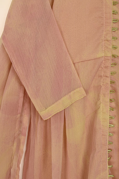 RTW-179-Peach -  3Pc Stitched Chiffon Frock